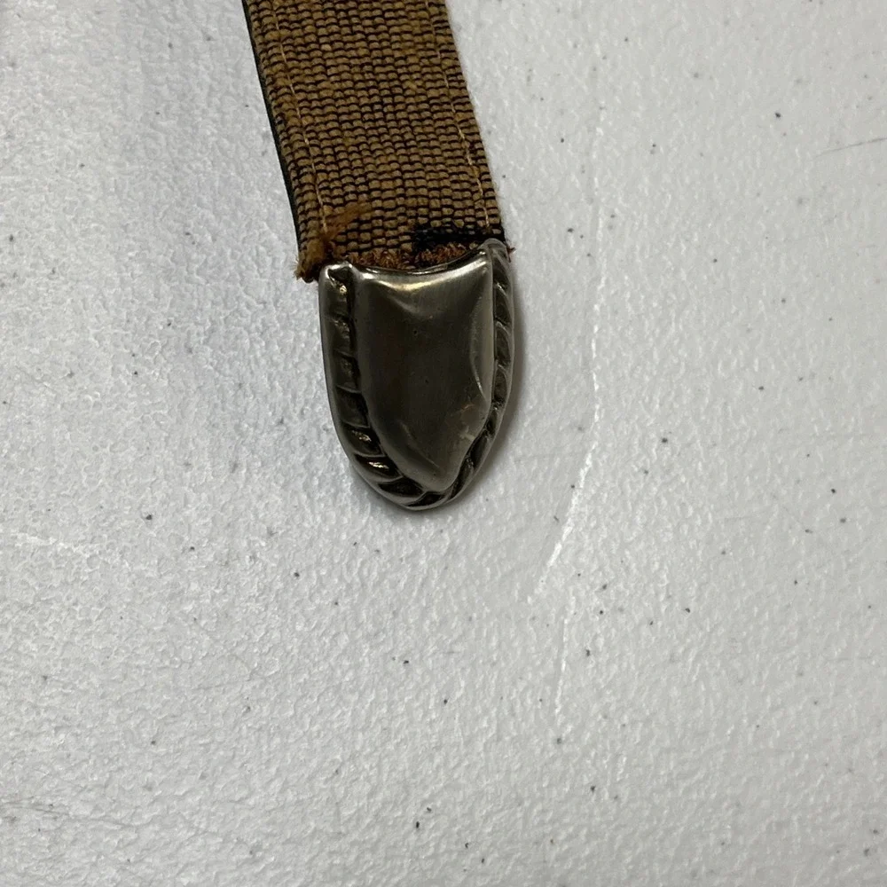 Vintage Express Belt Brown Woven Southwestern Stitched Gunmetal Buckle Tip Large